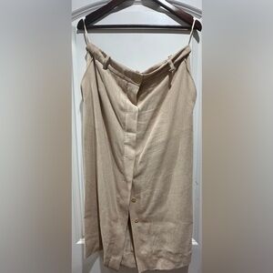 Linen Button-Front Skirt
